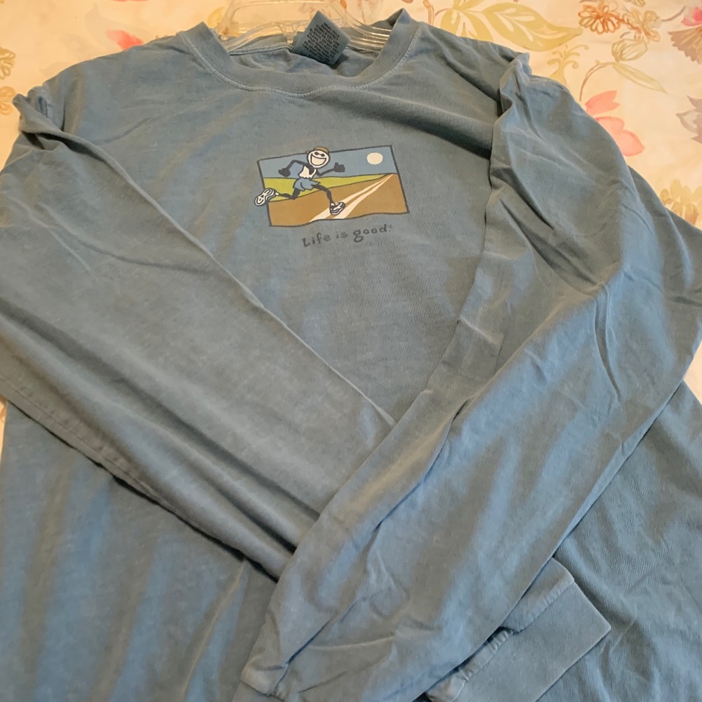 Mens Long Sleeve Life is Good T-Shirt Large